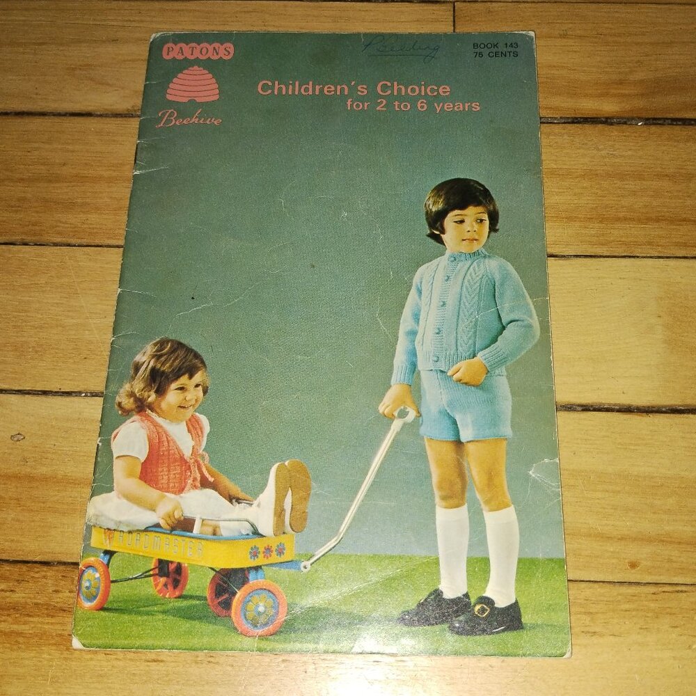 Children's Choice 2-6 years Patterns (Beehive Patons #143, 1970s)